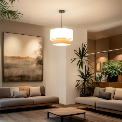 Brilagi - CERIA LED pendant light on cable, 1xE27/40W/230V, Ø 50 cm, white/beige