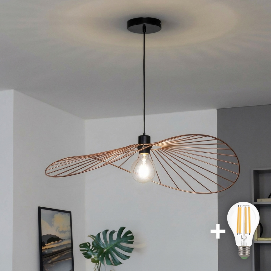Brilagi - CERIA WIRE Cable-Suspended LED Chandelier 1xE27/40W/230V 60x80 cm Bronze