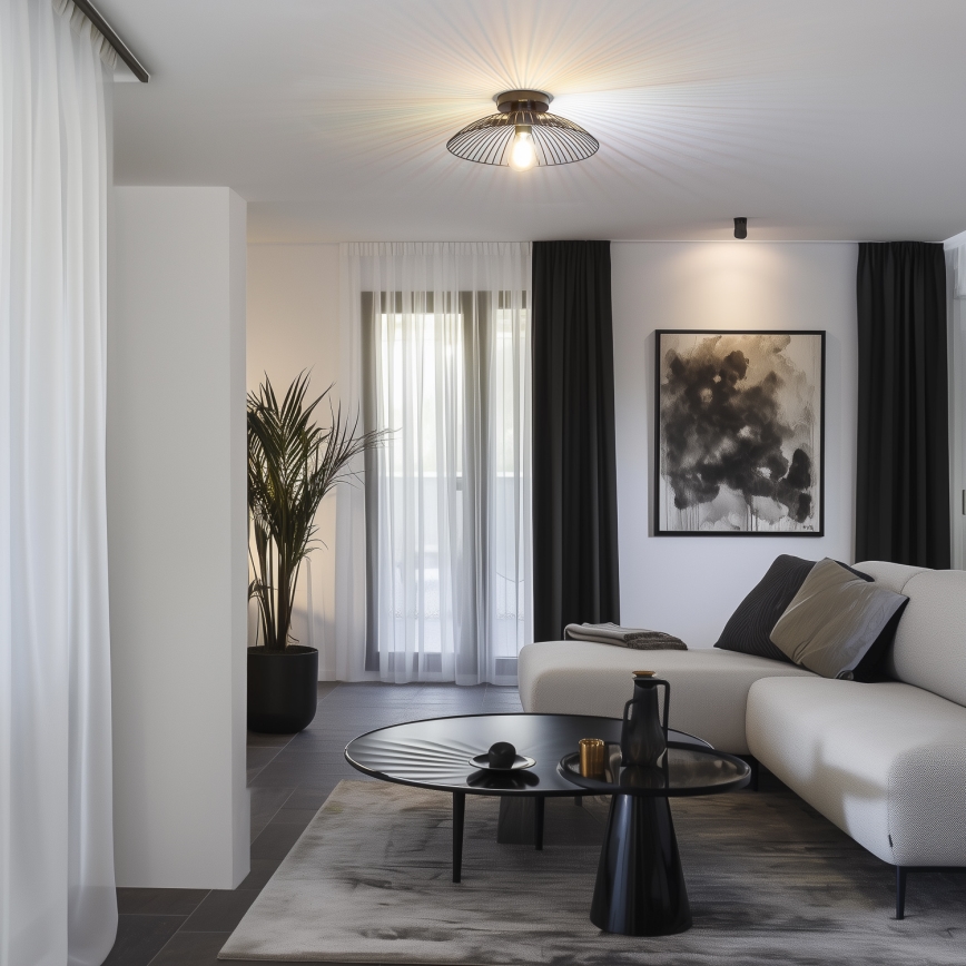 Brilagi - CERIA WIRE LED Flush-Mount Chandelier 1x E27/40W/230V Ø 38 cm Black