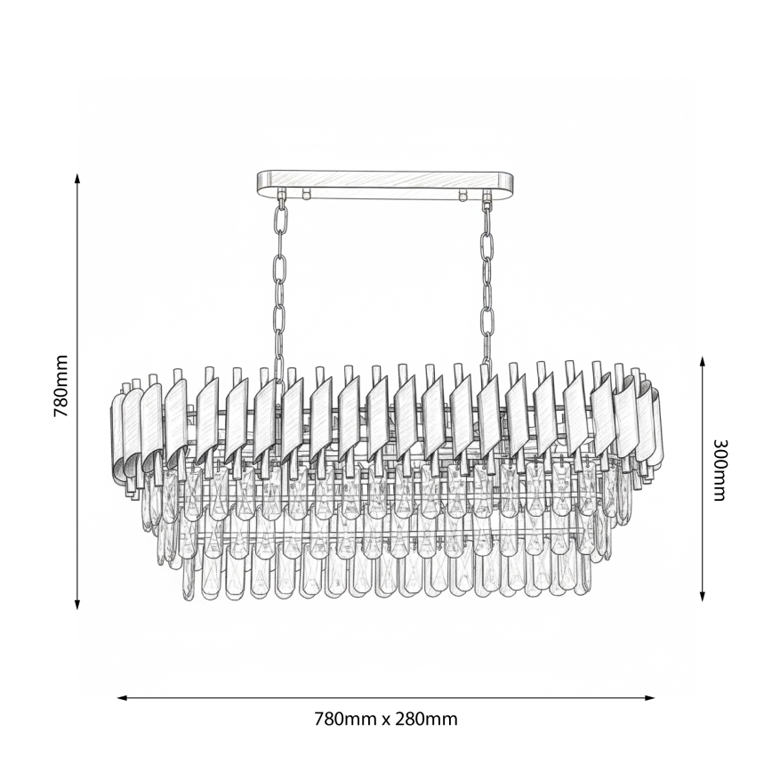 Brilagi - Chain chandelier ECLIPSE 10xE14/10W/230V 78x28 cm silver