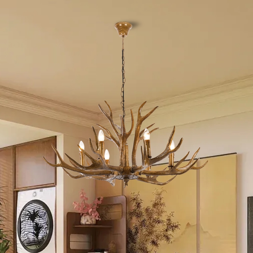 Brilagi - Chain-hung chandelier DEER 6xE14/10W/230V, diameter 102 cm, antler design