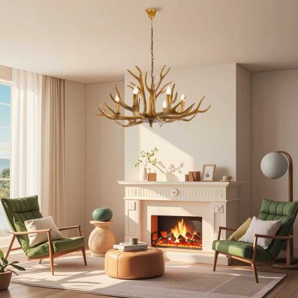 Brilagi - Chain-hung chandelier DEER 6xE14/10W/230V, diameter 102 cm, antler design