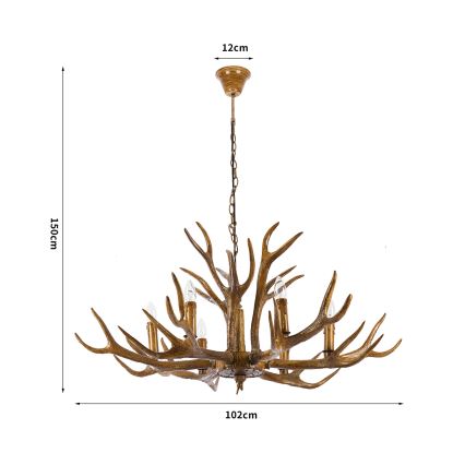 Brilagi - Chain-hung chandelier DEER 6xE14/10W/230V, diameter 102 cm, antler design