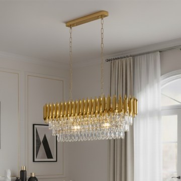 Brilagi - Chain-hung chandelier ECLIPSE 10xE14/10W/230V 78x28 cm gold finish