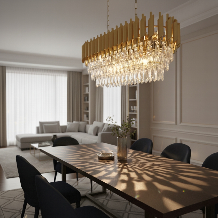 Brilagi - Chain-hung chandelier ECLIPSE 10xE14/10W/230V 78x28 cm gold finish