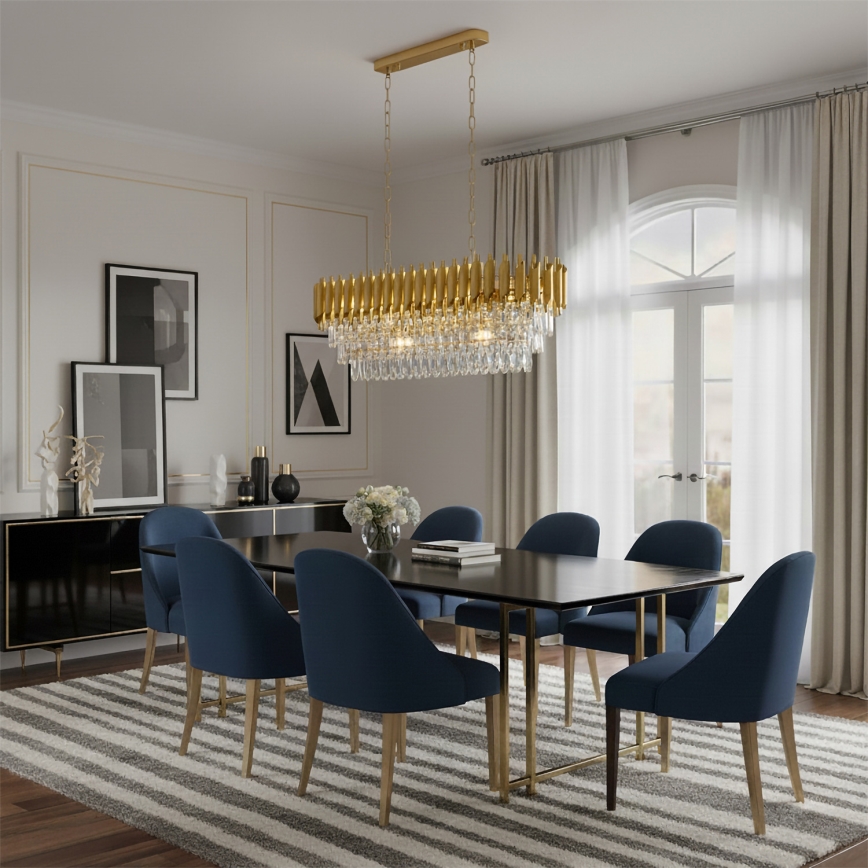 Brilagi - Chain-hung chandelier ECLIPSE 10xE14/10W/230V 78x28 cm gold finish