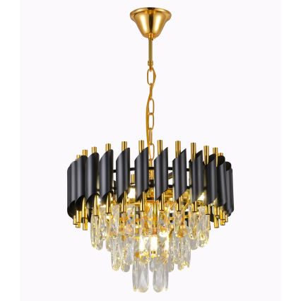 Brilagi - Chain-hung Chandelier ECLIPSE 5xE14/10W/230V Ø 38 cm Black/Gold