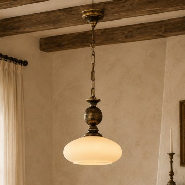 BRILAGI - Chain-hung chandelier MOLLERO 1xE27/15W/230V Ø 24 cm bronze/patina