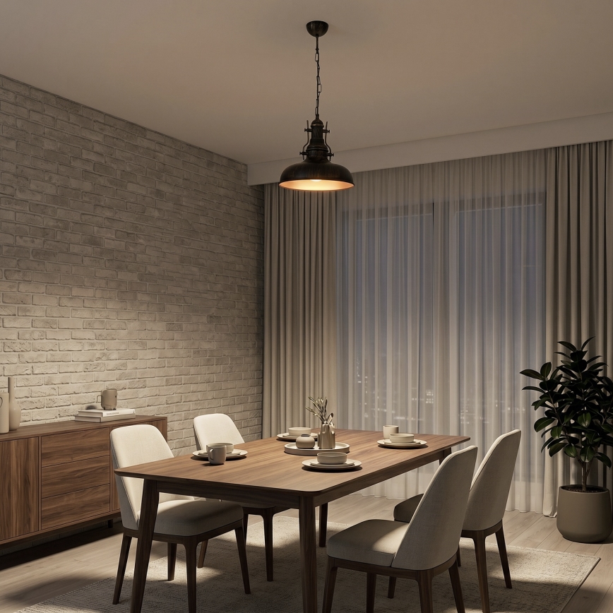 Brilagi - Chain-hung chandelier PYRONIC 1xE27/40W/230V Ø 32 cm Bronze/Patina