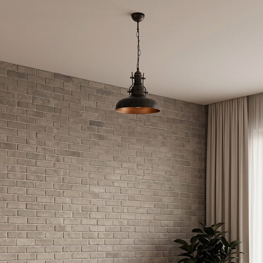 Brilagi - Chain-hung chandelier PYRONIC 1xE27/40W/230V Ø 32 cm Bronze/Patina