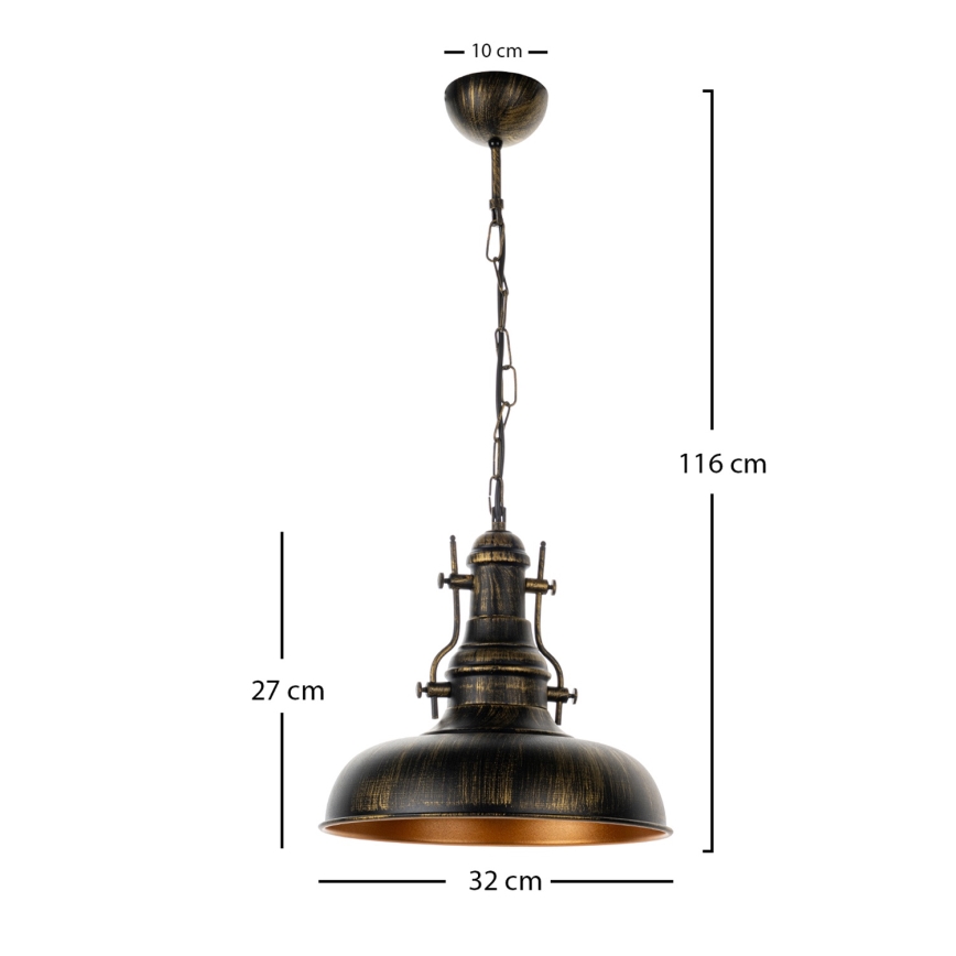 Brilagi - Chain-hung chandelier PYRONIC 1xE27/40W/230V Ø 32 cm Bronze/Patina