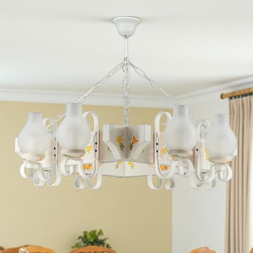 Brilagi - Chain-hung chandelier QUEEN 8xE14/40W/230V beech/cream