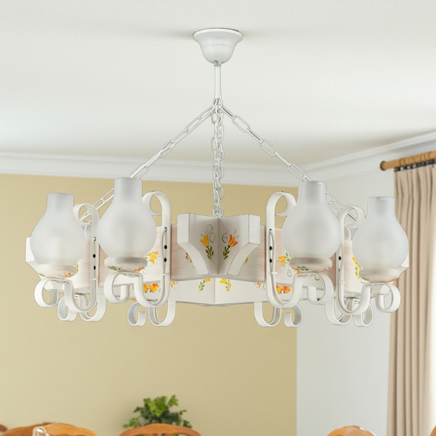 Brilagi - Chain-hung chandelier QUEEN 8xE14/40W/230V beech/cream