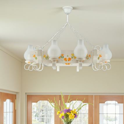 Brilagi - Chain-hung chandelier QUEEN 8xE14/40W/230V beech/cream