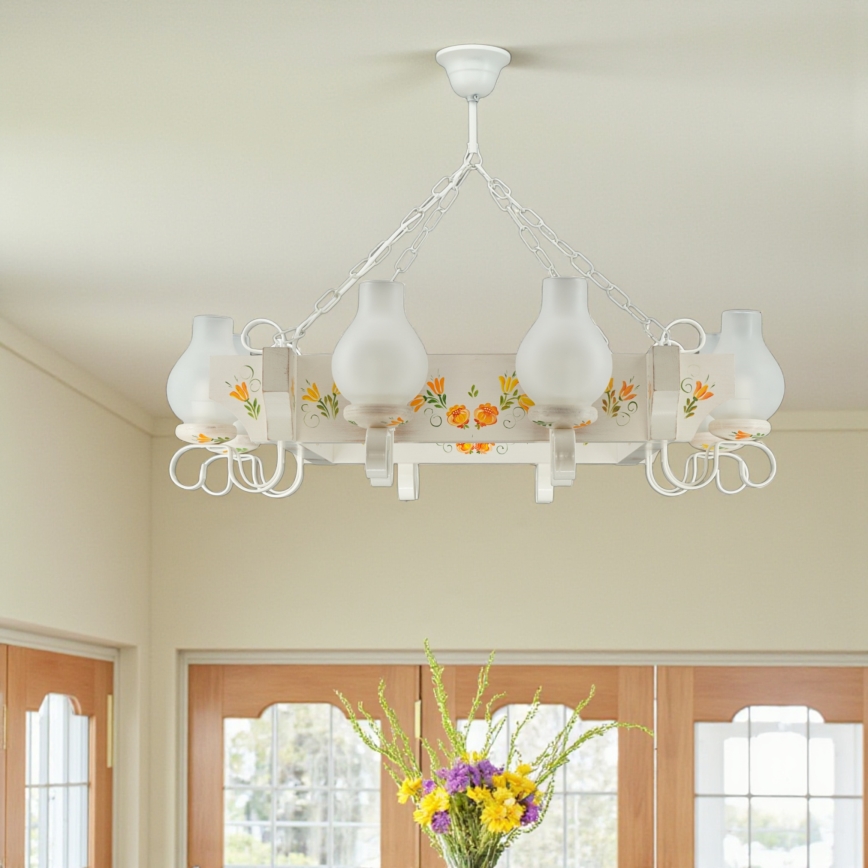 Brilagi - Chain-hung chandelier QUEEN 8xE14/40W/230V beech/cream