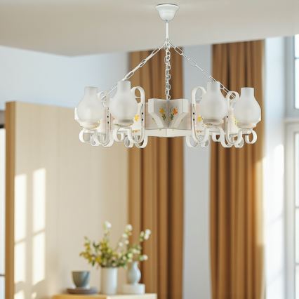 Brilagi - Chain-hung chandelier QUEEN 8xE14/40W/230V beech/cream