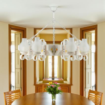 Brilagi - Chain-hung chandelier QUEEN 8xE14/40W/230V beech/cream