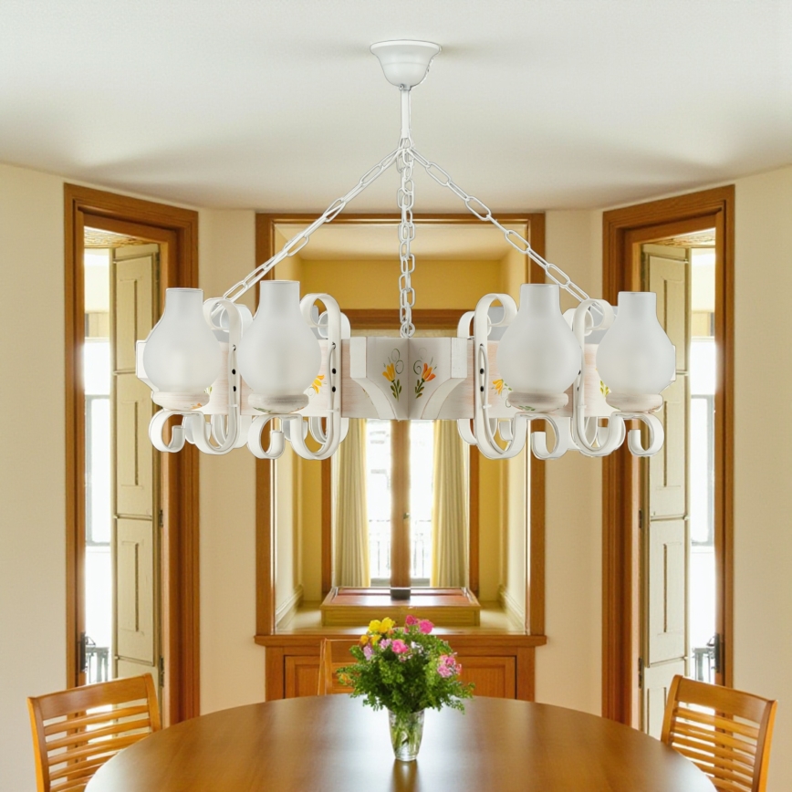 Brilagi - Chain-hung chandelier QUEEN 8xE14/40W/230V beech/cream