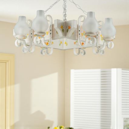 Brilagi - Chain-hung chandelier QUEEN 8xE14/40W/230V beech/cream