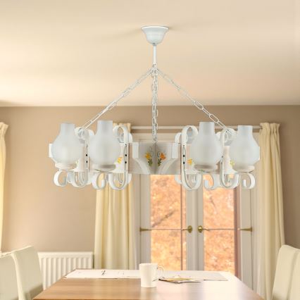 Brilagi - Chain-hung chandelier QUEEN 8xE14/40W/230V beech/cream