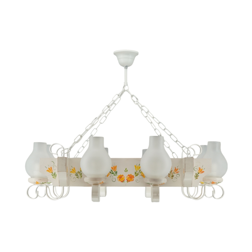 Brilagi - Chain-hung chandelier QUEEN 8xE14/40W/230V beech/cream