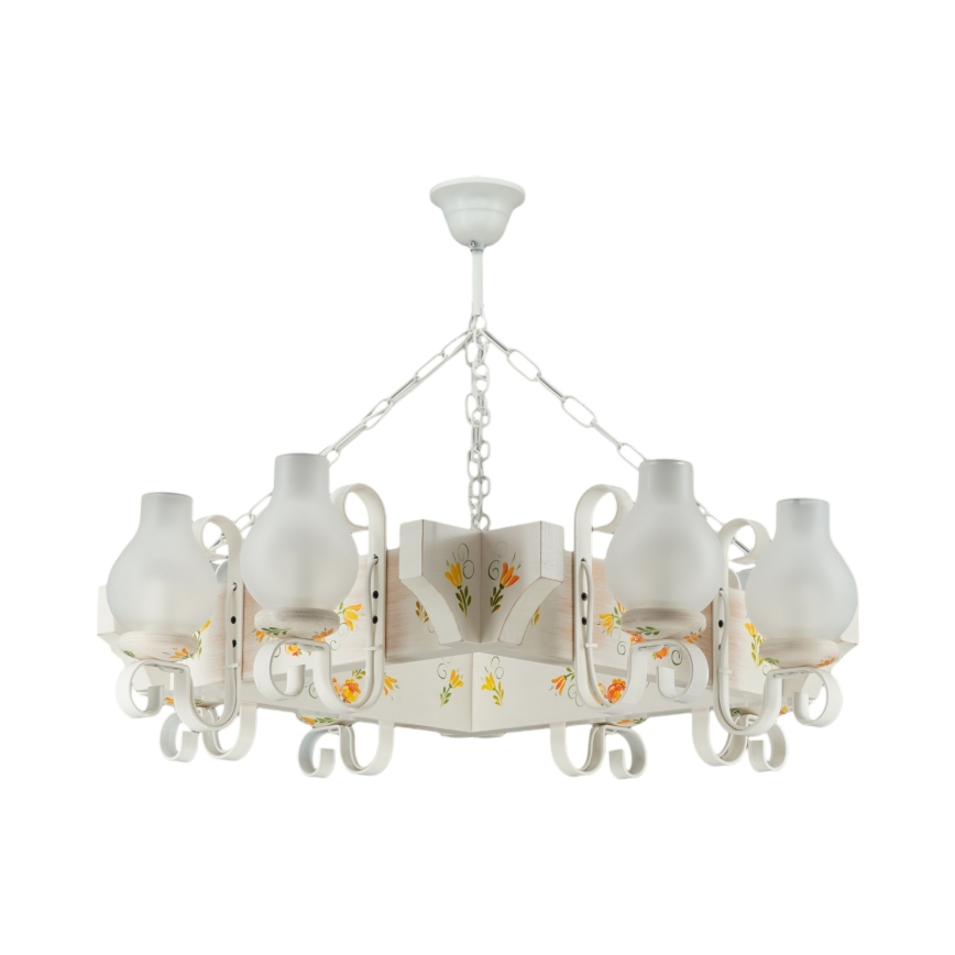 Brilagi - Chain-hung chandelier QUEEN 8xE14/40W/230V beech/cream