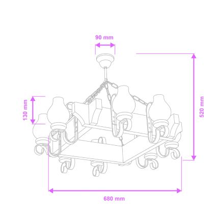 Brilagi - Chain-hung chandelier QUEEN 8xE14/40W/230V beech/cream