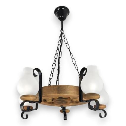 Brilagi - Chain-hung chandelier ROATA 5xE14/40W/230V, 50 cm diameter, beech