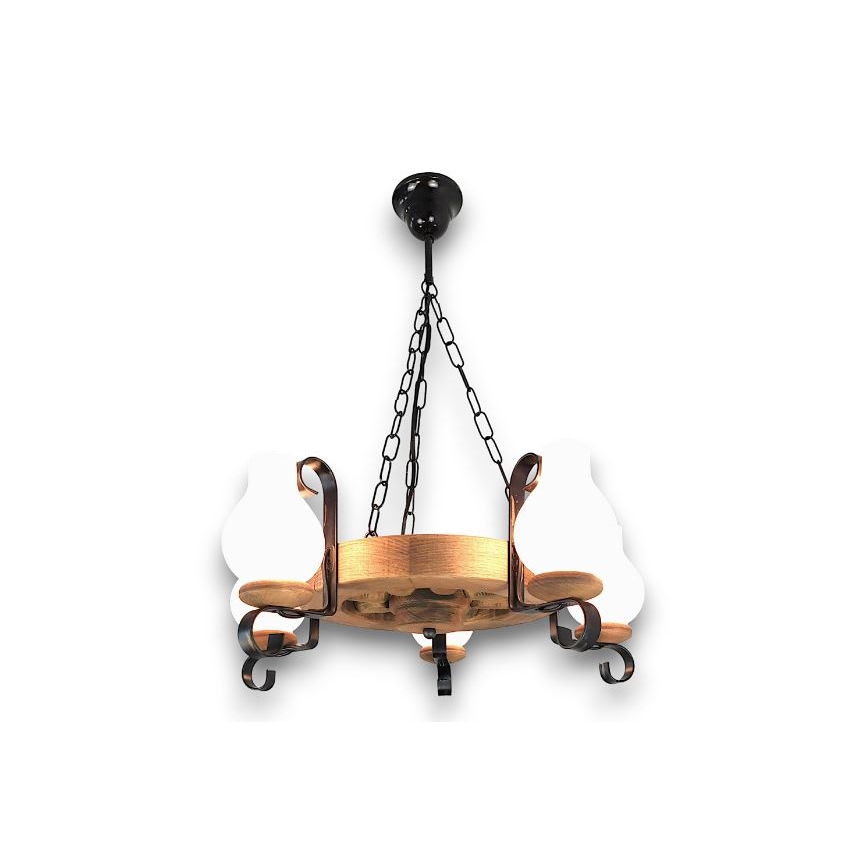 Brilagi - Chain-hung chandelier ROATA 5xE14/40W/230V, 50 cm diameter, beech