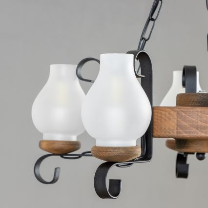 Brilagi - Chain-hung chandelier ROATA 5xE14/40W/230V, 50 cm diameter, beech