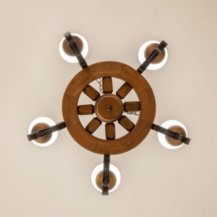 Brilagi - Chain-hung chandelier ROATA 5xE14/40W/230V, 50 cm diameter, beech