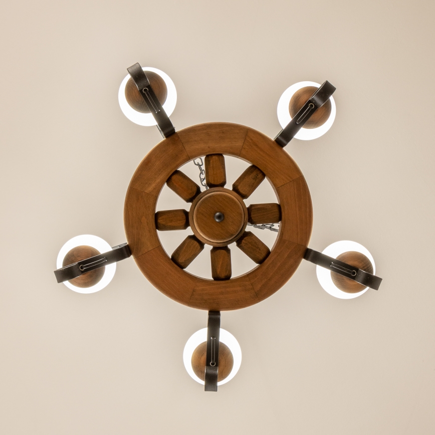 Brilagi - Chain-hung chandelier ROATA 5xE14/40W/230V, 50 cm diameter, beech