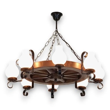 Brilagi - Chain-hung chandelier ROATA 8xE14/40W/230V Ø 70 cm beech/walnut