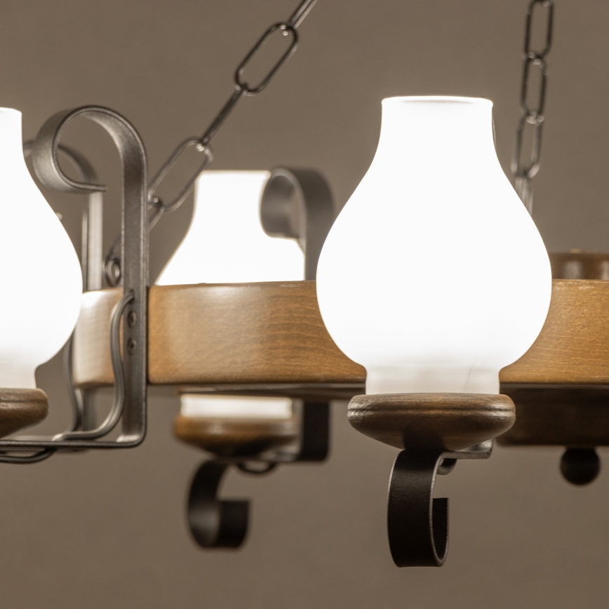 Brilagi - Chain-hung chandelier ROATA 8xE14/40W/230V Ø 70 cm beech/walnut