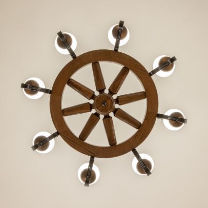 Brilagi - Chain-hung chandelier ROATA 8xE14/40W/230V Ø 70 cm beech/walnut