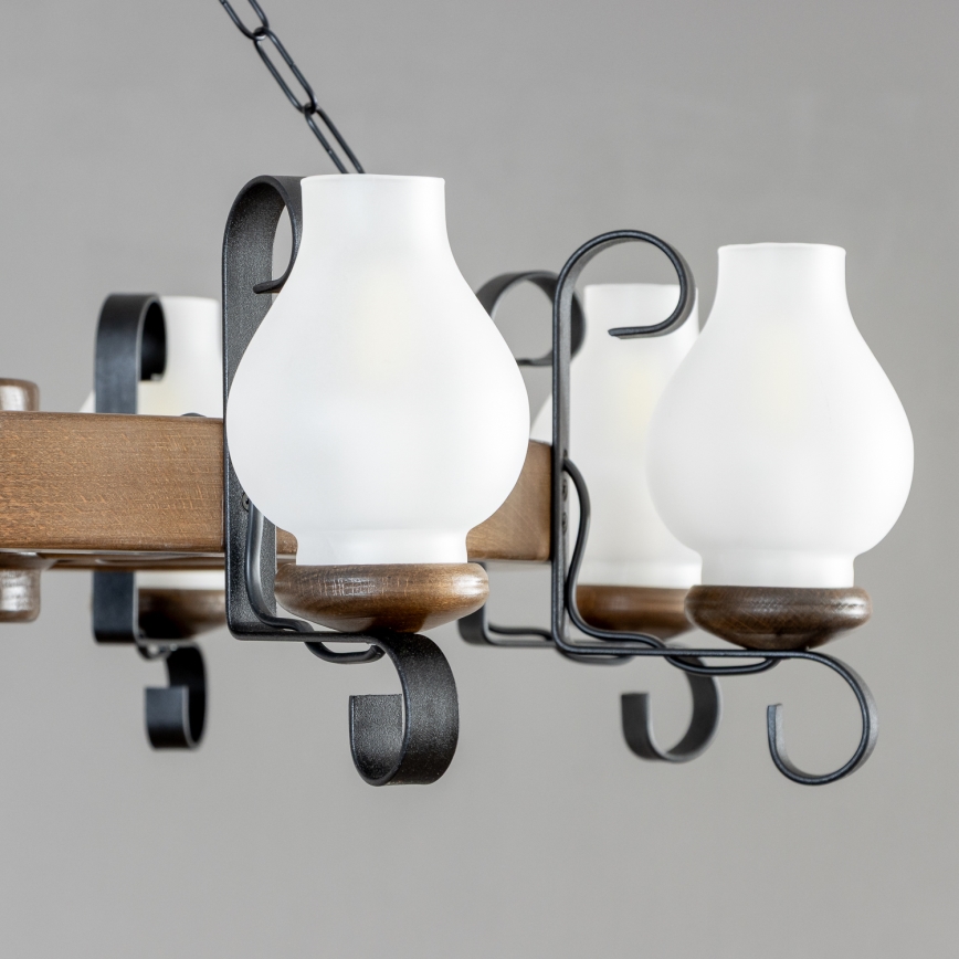 Brilagi - Chain-hung chandelier ROATA 8xE14/40W/230V Ø 70 cm beech/walnut