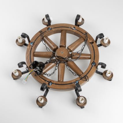 Brilagi - Chain-hung chandelier ROATA 8xE14/40W/230V Ø 70 cm beech/walnut