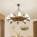 Brilagi - Chain-hung chandelier TIMONA 8xE14/40W/230V Ø 70 cm beech