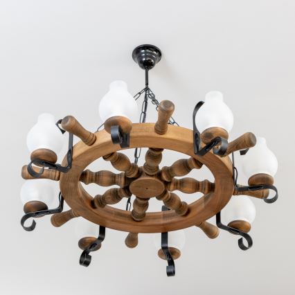 Brilagi - Chain-hung chandelier TIMONA 8xE14/40W/230V Ø 70 cm beech
