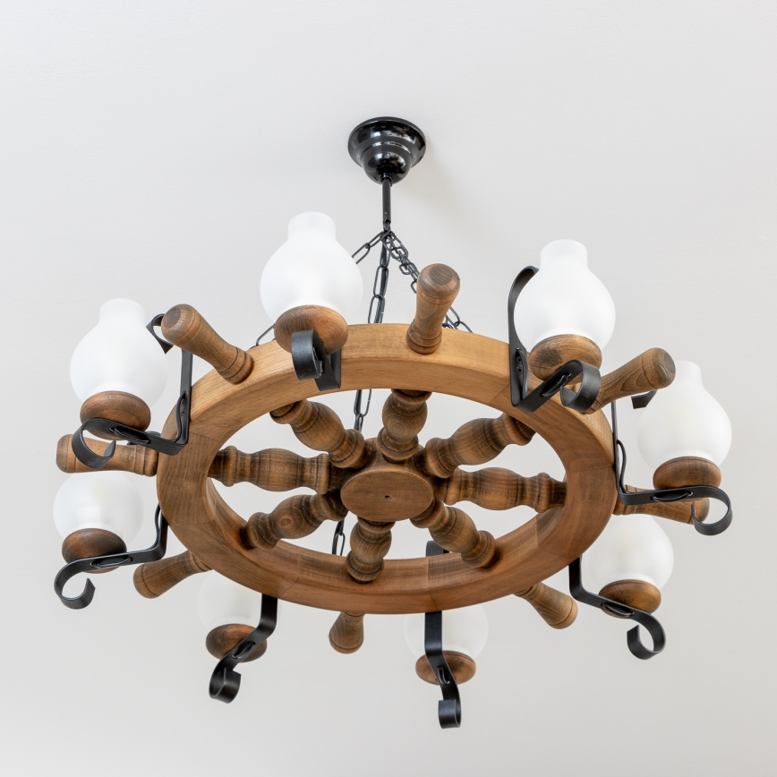 Brilagi - Chain-hung chandelier TIMONA 8xE14/40W/230V Ø 70 cm beech