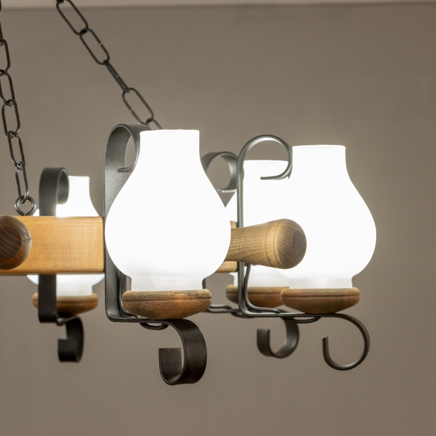 Brilagi - Chain-hung chandelier TIMONA 8xE14/40W/230V Ø 70 cm beech