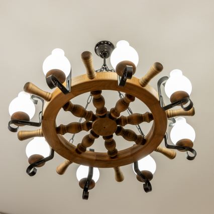 Brilagi - Chain-hung chandelier TIMONA 8xE14/40W/230V Ø 70 cm beech