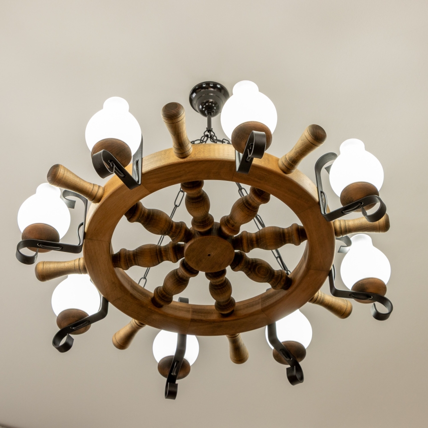 Brilagi - Chain-hung chandelier TIMONA 8xE14/40W/230V Ø 70 cm beech