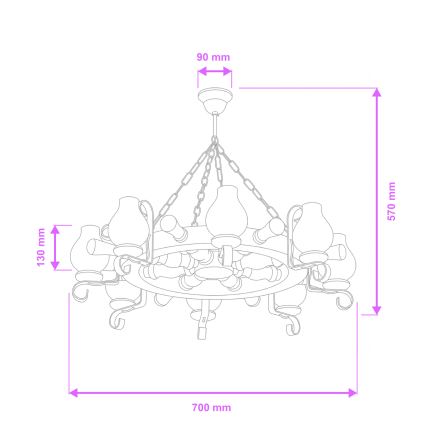 Brilagi - Chain-hung chandelier TIMONA 8xE14/40W/230V Ø 70 cm beech