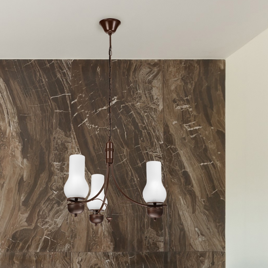 Brilagi - Chain-hung LED Chandelier COTTAGE 3xE14/40W/230V Beech/Brown/White