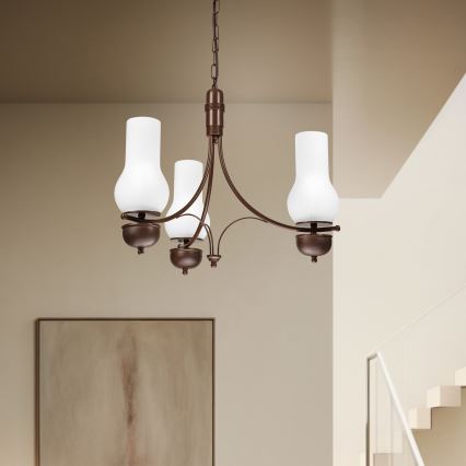 Brilagi - Chain-hung LED Chandelier COTTAGE 3xE14/40W/230V Beech/Brown/White