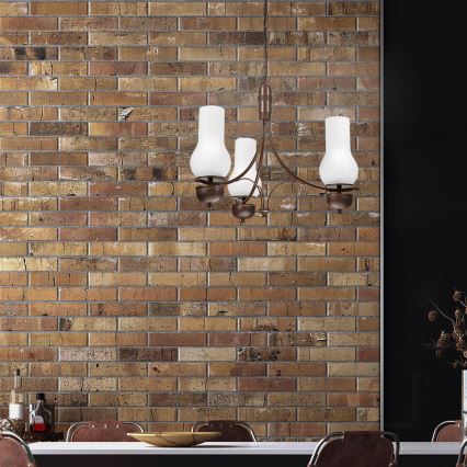 Brilagi - Chain-hung LED Chandelier COTTAGE 3xE14/40W/230V Beech/Brown/White