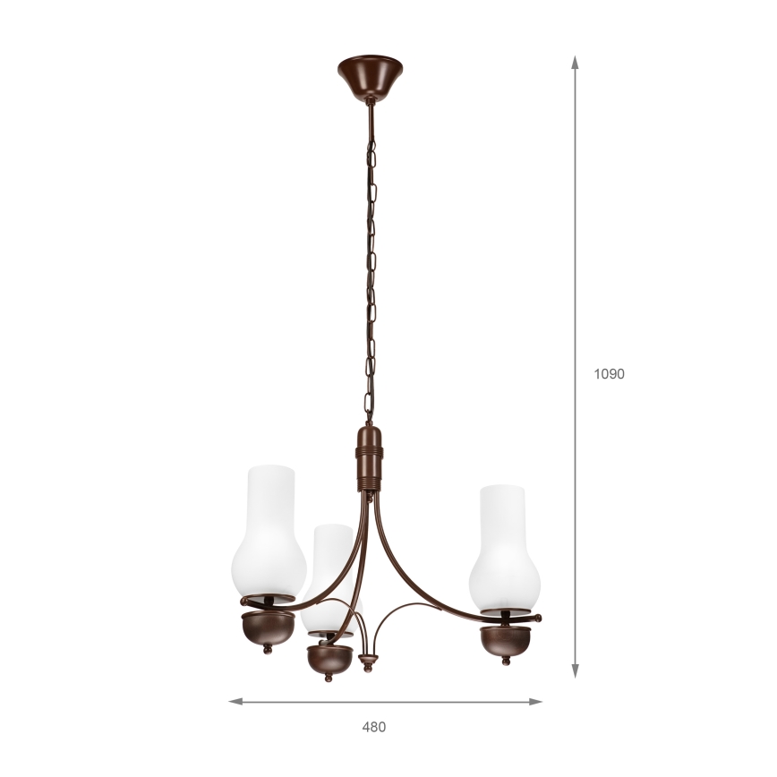 Brilagi - Chain-hung LED Chandelier COTTAGE 3xE14/40W/230V Beech/Brown/White