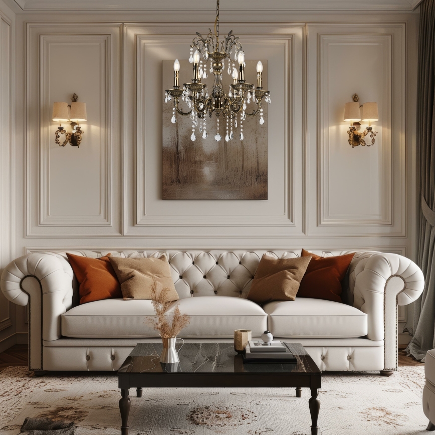 Brilagi - Chandelier on a chain CLASSIC 6xE14/60W/230V brass
