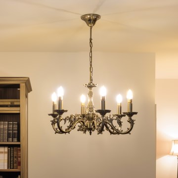 Brilagi - Chandelier on a chain CLASSIC 6xE14/60W/230V brass